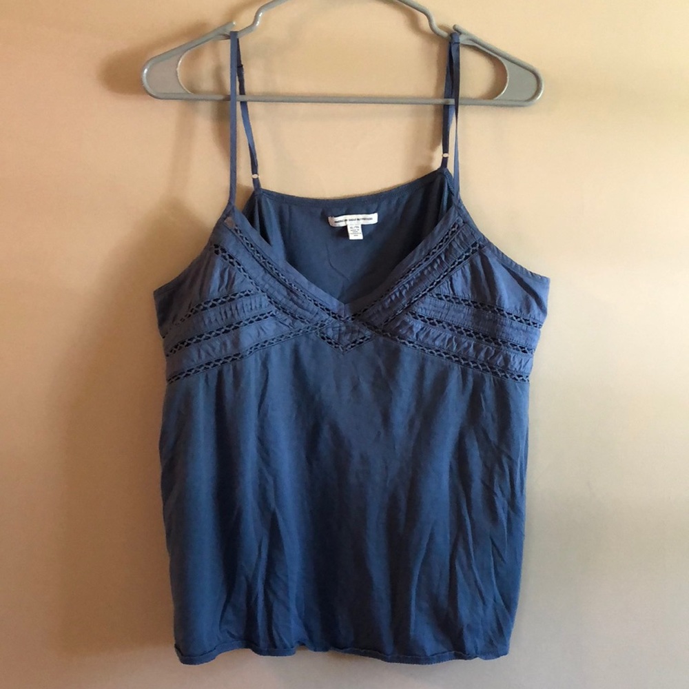 American Eagle Outfitters Blue Lace-Trim Cami Tank Top